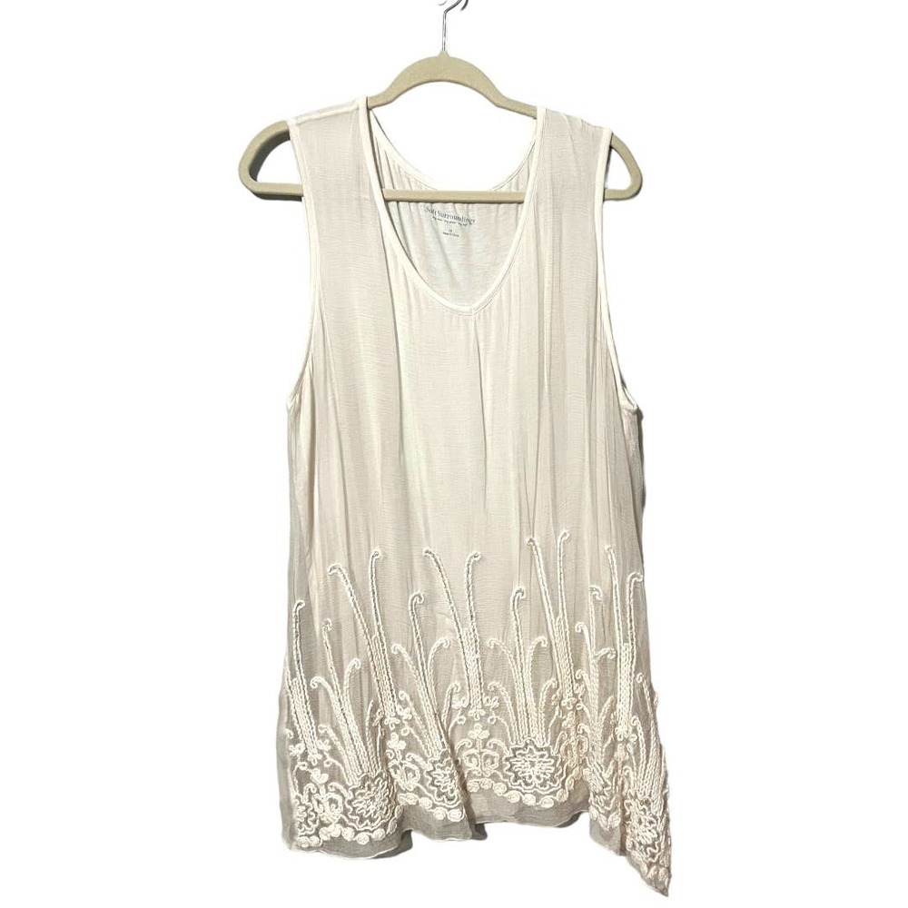 Soft Surroundings White Silk Romance Top, 1X
